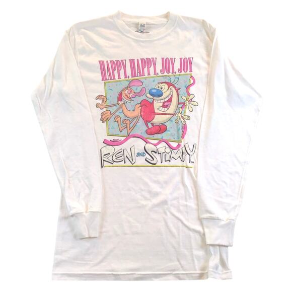 Ren and Stimpy Happy Joy Shirt Long Sleeve Size Small NWT - Picture 1 of 3